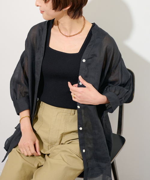 JOURNAL STANDARD relume(ジャーナルスタンダード レリューム)の「《追加4》Vis/Polyスクエアネックリブタンクトップ(タンクトップ・レディース・ホワイト/ブラック/ブラウン/ベージュ系その他・FREE)」の9枚目の写真