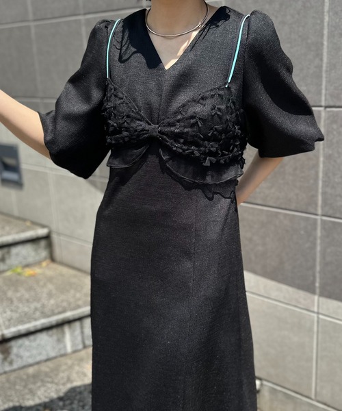 mi via loca（ミヴィアロカ）の「バルーンスリーブロングワンピース（ワンピース・レディース・ベージュ/ブラック・FREE）」の11枚目の写真