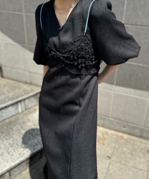 mi via loca（ミヴィアロカ）の「バルーンスリーブロングワンピース（ワンピース・レディース・ベージュ/ブラック・FREE）」の10枚目の写真