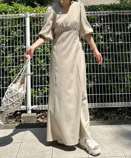 【ブランミク】ロング ワンピース ボリュームスリーブ バルーンスカート ブランミク】ロング ワンピース ボリュームスリーブ バルーン