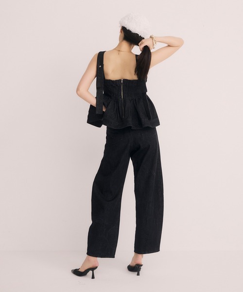 eimy / Flower motif オフショルダートップス、パンツ（黒） eimy