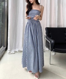 ボンポワン　ノースリーブ ギンガムチェック柄ワンピース 12A sawa-9387_00.jpg?basethum=225