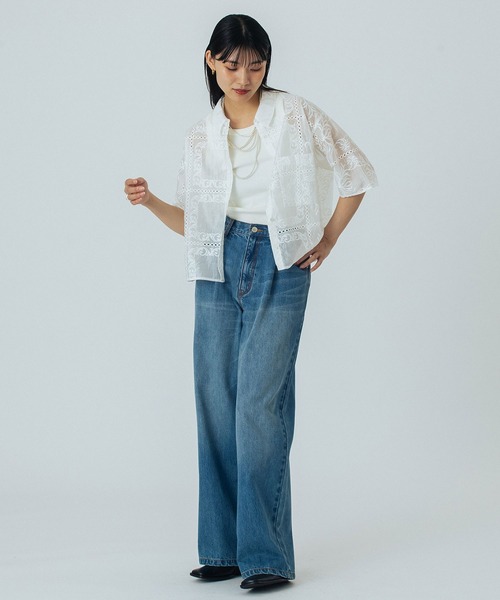 ROSE BUD（ローズバッド）の「EMBROIDERY SHIRT（シャツ/ブラウス・レディース・ブラック/ホワイト/ブラウン・ONE SIZE）」の21枚目の写真