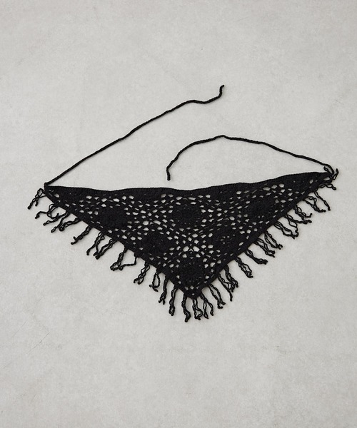 CIAOPANIC TYPY（チャオパニックティピー）の「■クロシェフリンジスカーフ（バンダナ/スカーフ・レディース・オフホワイト/ブラック・ONE SIZE）」の6枚目の写真