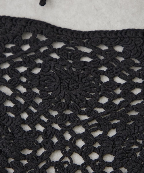 CIAOPANIC TYPY（チャオパニックティピー）の「■クロシェフリンジスカーフ（バンダナ/スカーフ・レディース・オフホワイト/ブラック・ONE SIZE）」の7枚目の写真