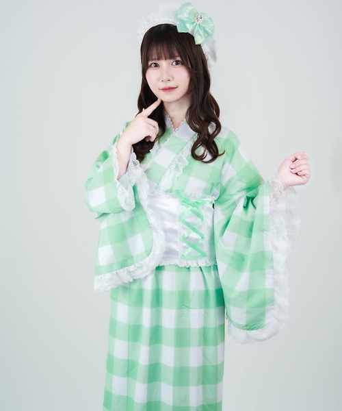 舞々悪魔】ビッグギンガムセットアップ浴衣（浴衣）｜DearMyLove