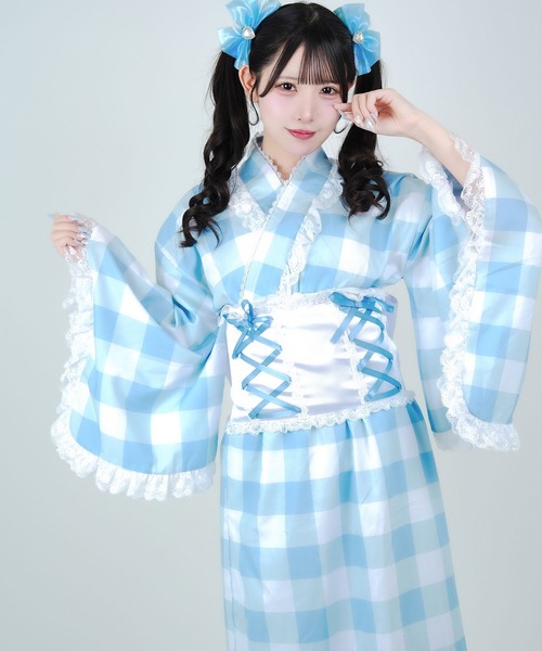 舞々悪魔】ビッグギンガムセットアップ浴衣（浴衣）｜DearMyLove