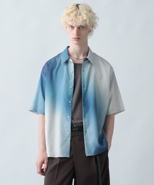 HARE（ハレ）の「アシメグラデーションシャツ(HARE)（シャツ/ブラウス・メンズ・ホワイト系その他/ブラック系その他・FREE）」の7枚目の写真