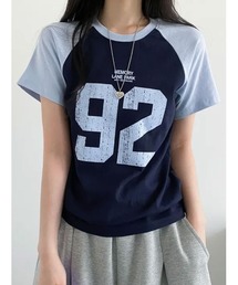 ナンバリングプリント ラグラン半袖Tシャツ