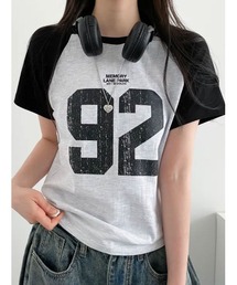 ナンバリングプリント ラグラン半袖Tシャツ
