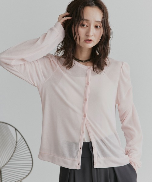 ad thie(アドティエ)の「パフスリーブ シアーカーディガン(カーディガン/ボレロ・レディース・ライトグレー/レッド/ブラック/アイボリー/ライトピンク/ライトパープル・FREE)」の22枚目の写真