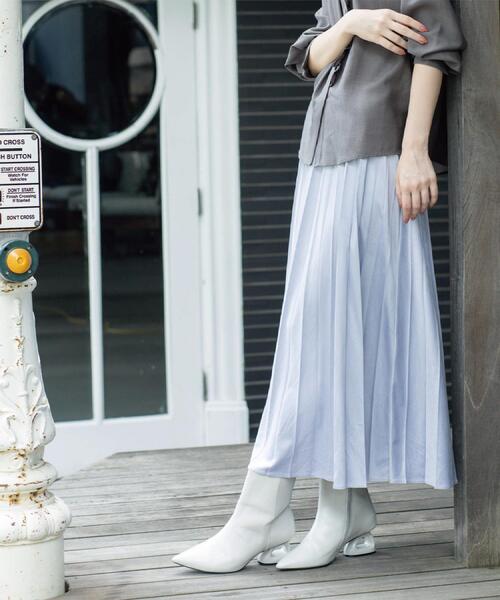セール】フェイクスウェードプリーツスカート【静電気防止加工/洗濯機