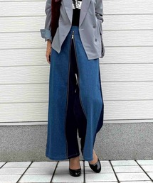 Q | 配色ZIPデニムパンツ(デニムパンツ)
