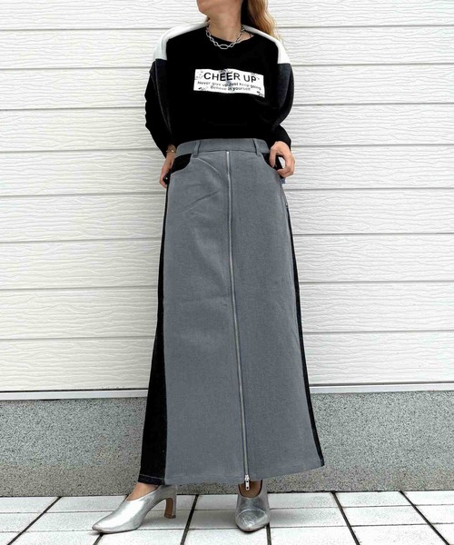 Q(キュー)の「配色ZIPデニムパンツ(デニムパンツ・レディース・ブラック/ブルー・MEDIUM)」の14枚目の写真