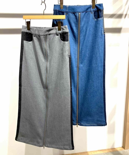 Q(キュー)の「配色ZIPデニムパンツ(デニムパンツ・レディース・ブラック/ブルー・MEDIUM)」の21枚目の写真