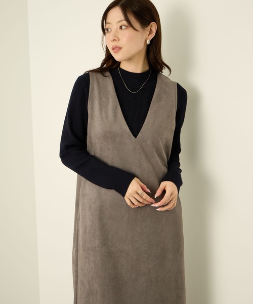 NAVY（ネイビー）の「nAvy スウェードポンチ ジャンパースカート（ジャンパースカート・レディース・ブラウン/ベージュ/ダークグレー・L/M）」の14枚目の写真