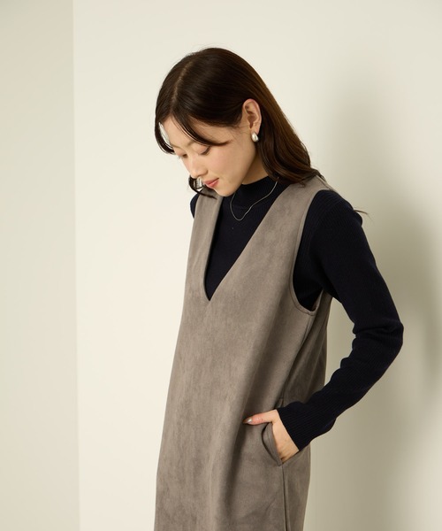 NAVY（ネイビー）の「nAvy スウェードポンチ ジャンパースカート（ジャンパースカート・レディース・ブラウン/ベージュ/ダークグレー・L/M）」の15枚目の写真