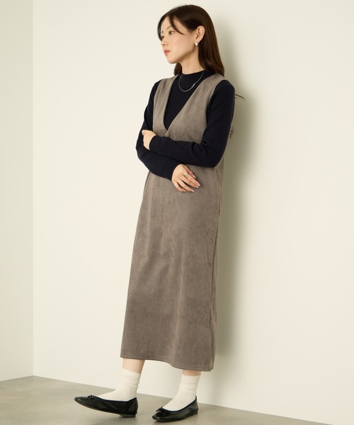 NAVY（ネイビー）の「nAvy スウェードポンチ ジャンパースカート（ジャンパースカート・レディース・ブラウン/ベージュ/ダークグレー・L/M）」の16枚目の写真