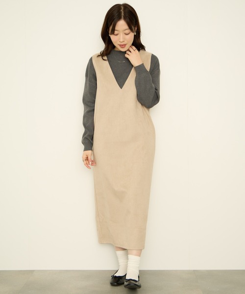 NAVY（ネイビー）の「nAvy スウェードポンチ ジャンパースカート（ジャンパースカート・レディース・ブラウン/ベージュ/ダークグレー・L/M）」の19枚目の写真