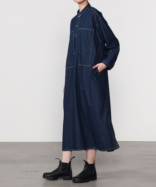 orSlow デニム スタンドカラーロングシャツワンピース オアスロウ デニム スタンドカラー ロングシャツワンピース 1 - メルカリ