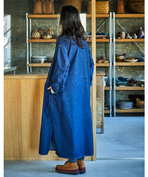 or Slow デニムロングワンピース インディゴブルー F カジュアル or Slow デニムロングワンピース インディゴブルー F カジュアル