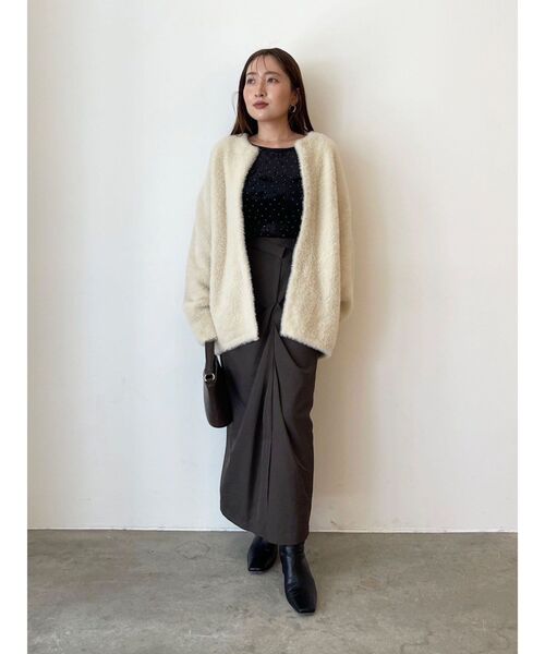 LAGUNAMOON（ラグナムーン）の「ドレープIラインスカート（スカート・レディース・ベージュ/ブラウン・SMALL/MEDIUM）」の7枚目の写真