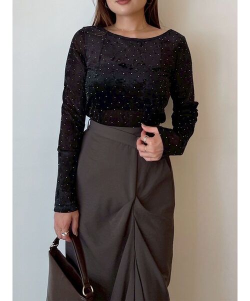 LAGUNAMOON（ラグナムーン）の「ドレープIラインスカート（スカート・レディース・ベージュ/ブラウン・SMALL/MEDIUM）」の22枚目の写真