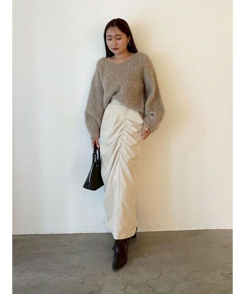 LAGUNAMOON（ラグナムーン）の「ドレープIラインスカート（スカート・レディース・ベージュ/ブラウン・SMALL/MEDIUM）」の17枚目の写真