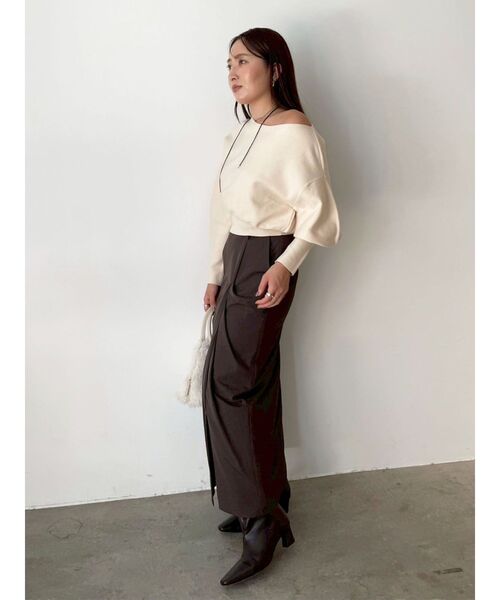 LAGUNAMOON（ラグナムーン）の「ドレープIラインスカート（スカート・レディース・ベージュ/ブラウン・SMALL/MEDIUM）」の21枚目の写真