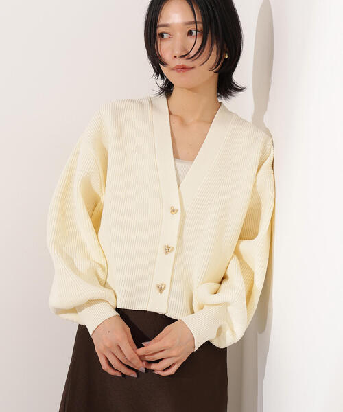 N.(N. Natural Beauty Basic)(エヌエヌナチュラルビューティーベーシック)の「ニュアンスハートボタンカーディガン(カーディガン/ボレロ・レディース・ピンク/オフホワイト/ネイビー・MEDIUM)」の12枚目の写真