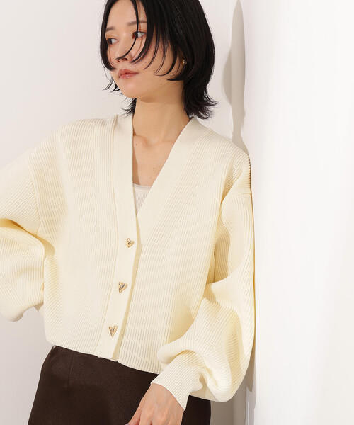 N.(N. Natural Beauty Basic)(エヌエヌナチュラルビューティーベーシック)の「ニュアンスハートボタンカーディガン(カーディガン/ボレロ・レディース・ピンク/オフホワイト/ネイビー・MEDIUM)」の13枚目の写真