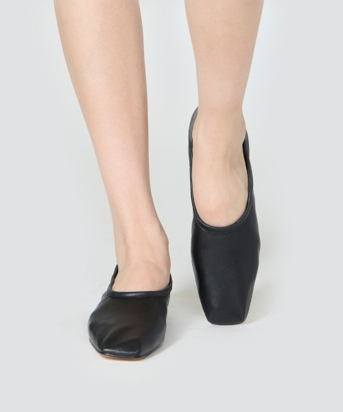 セール】ESPIGA スムースレザー フラットシューズ 1.0cm BLACK（バレエ