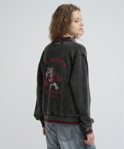 AVIREX（アヴィレックス）の「DEVIL DOG GARMENT DYE SWEAT/デビルドッグガーメントスウェット（スウェット・レディース・チャコールグレー/パープル・F）」の7枚目の写真