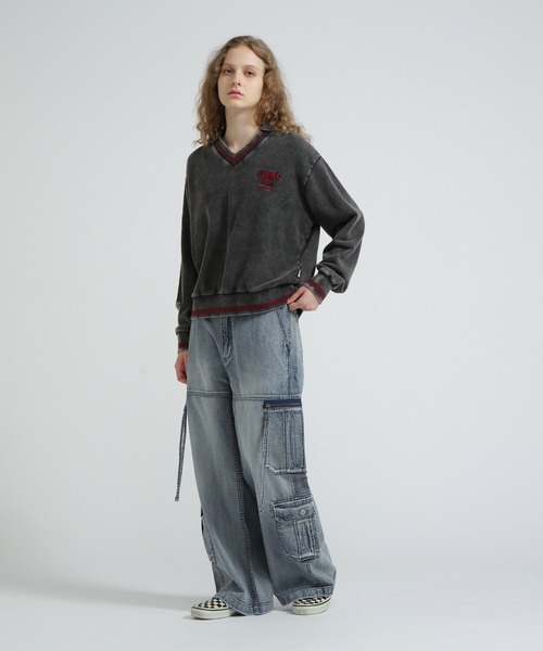AVIREX（アヴィレックス）の「DEVIL DOG GARMENT DYE SWEAT/デビルドッグガーメントスウェット（スウェット・レディース・チャコールグレー/パープル・F）」の9枚目の写真