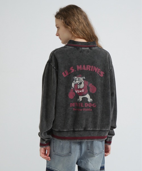 AVIREX（アヴィレックス）の「DEVIL DOG GARMENT DYE SWEAT/デビルドッグガーメントスウェット（スウェット・レディース・チャコールグレー/パープル・F）」の11枚目の写真