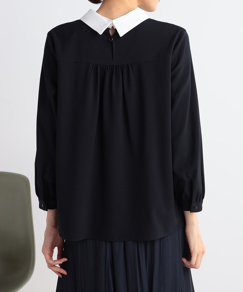 GALLORIA（ギャローリア）の「洗える　配色襟付きブラウス（シャツ/ブラウス・レディース・ライトベージュ/ネイビー・LL/L/M/S）」の8枚目の写真