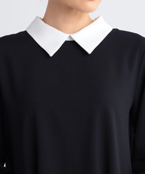 GALLORIA（ギャローリア）の「洗える　配色襟付きブラウス（シャツ/ブラウス・レディース・ライトベージュ/ネイビー・LL/L/M/S）」の9枚目の写真