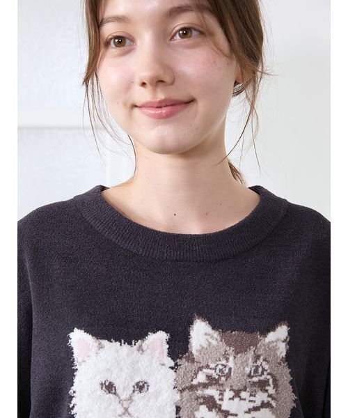 gelato pique（ジェラートピケ）の「ツインズキャットジャガードプルオーバー（ルームウェア/パジャマ・レディース・ピンク/ベージュ/ネイビー・F）」の12枚目の写真