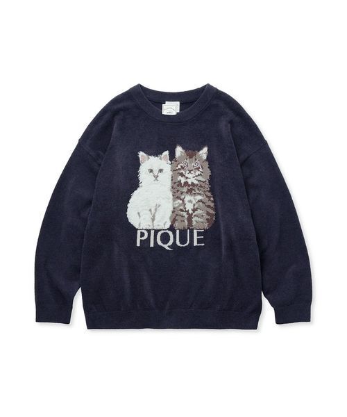 gelato pique（ジェラートピケ）の「ツインズキャットジャガードプルオーバー（ルームウェア/パジャマ・レディース・ピンク/ベージュ/ネイビー・F）」の7枚目の写真