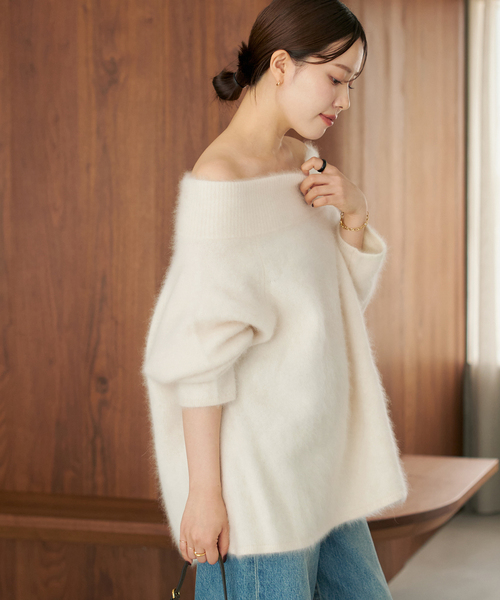 plage(プラージュ)の「Fur Off Neck ニット(ニット/セーター・レディース・ホワイト/ブラウン/キャメル・FREE)」の4枚目の写真