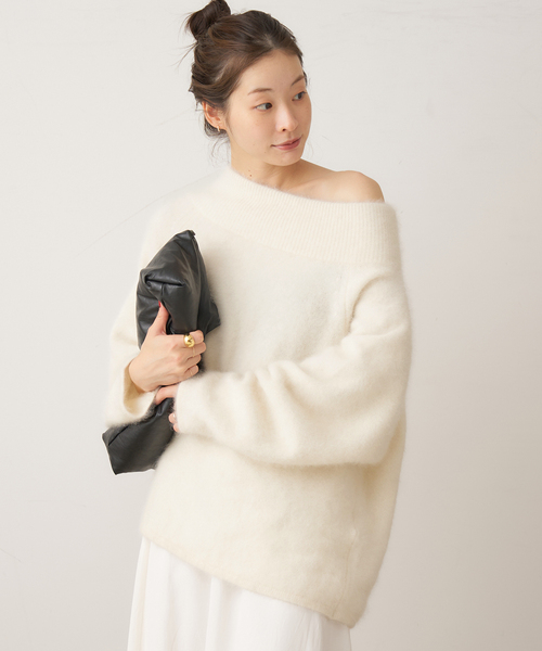 plage(プラージュ)の「Fur Off Neck ニット(ニット/セーター・レディース・ホワイト/ブラウン/キャメル・FREE)」の11枚目の写真