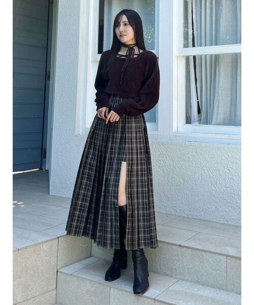 セール】オリジナルチェックプリーツレイヤードスカート（スカート