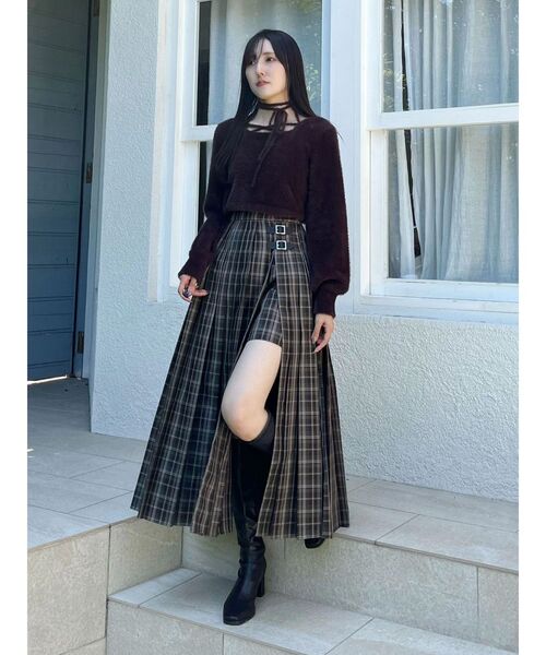 MERCURYDUO(マーキュリーデュオ)の「オリジナルチェックプリーツレイヤードスカート(スカート・レディース・ブラック/ブラウン/グリーン・SMALL/MEDIUM)」の7枚目の写真