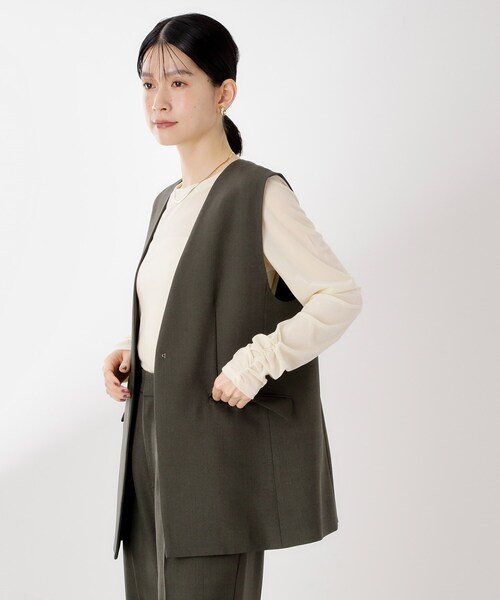 THE SHOP TK (ザ ショップ ティーケー )の「ノーカラージレ【セットアップ可/洗濯機OK】/CAVIANシリーズ(ベスト・レディース・スミクロ/チャコールグレー・13/12)」の12枚目の写真
