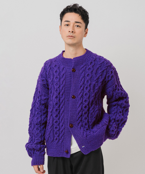 エトロ カーディガン ネイビー×パープル 薄手 エトロ カーディガン ネイビー×パープル 薄手