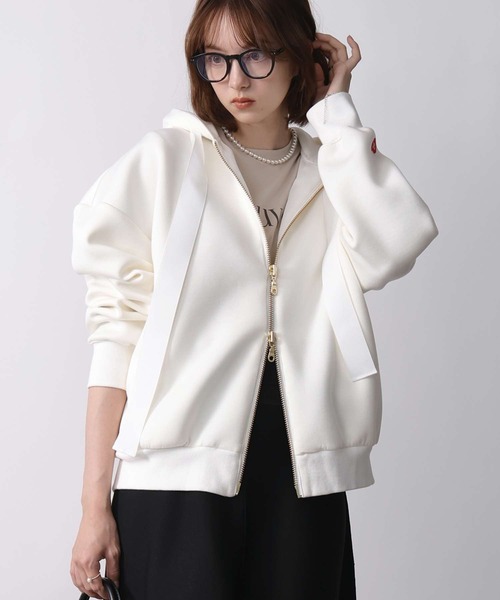 PICCIN PERLA（ピッチンペルラ）の「ダンボールビッグフーディー(UNISEX)（パーカー・レディース・ブラック/オフホワイト・M）」の10枚目の写真