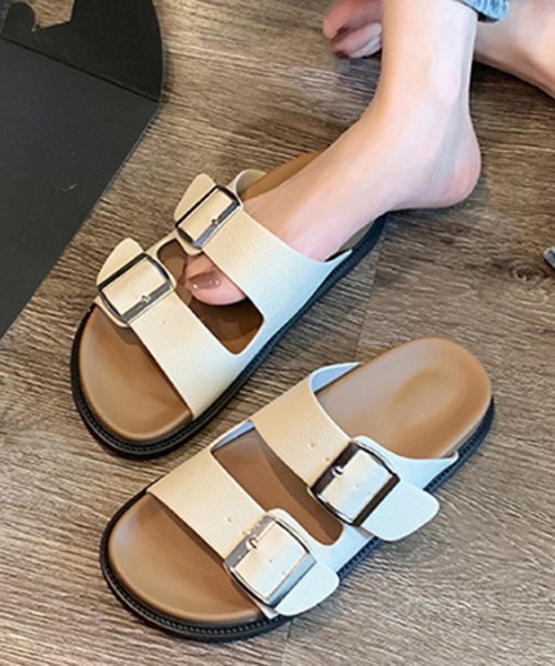 STYLEBLOCK（スタイルブロック）の「ダブルバックルサンダル（サンダル・レディース・オフホワイト/ブラック・39/41/37）」の2枚目の写真