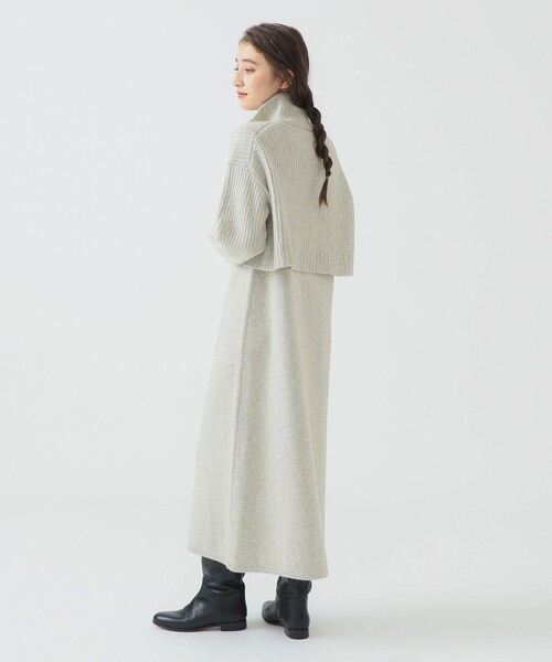 B:MING by BEAMS（ビーミングバイビームス）の「レイヤード風 ニット ワンピース (手洗い可)（ワンピース・レディース・グレー/ホワイト系その他5/ブラウン・SMALL/MEDIUM）」の9枚目の写真