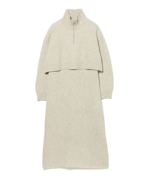 B:MING by BEAMS（ビーミングバイビームス）の「レイヤード風 ニット ワンピース (手洗い可)（ワンピース・レディース・グレー/ホワイト系その他5/ブラウン・SMALL/MEDIUM）」の10枚目の写真