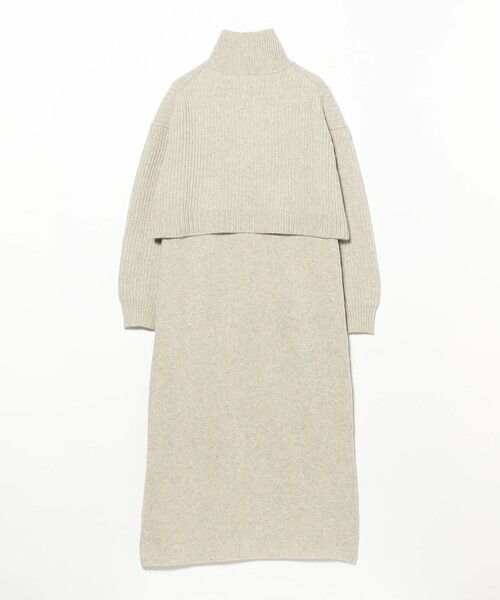 B:MING by BEAMS（ビーミングバイビームス）の「レイヤード風 ニット ワンピース (手洗い可)（ワンピース・レディース・グレー/ホワイト系その他5/ブラウン・SMALL/MEDIUM）」の14枚目の写真